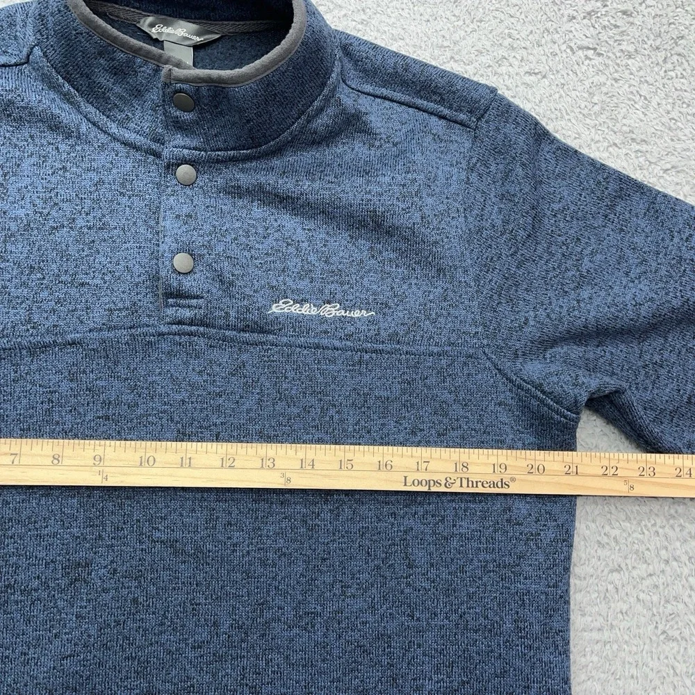 Eddie Bauer Radiator Fleece‎ 1/4 Snap Mens Large Blue Mock Neck Pullover Sweater